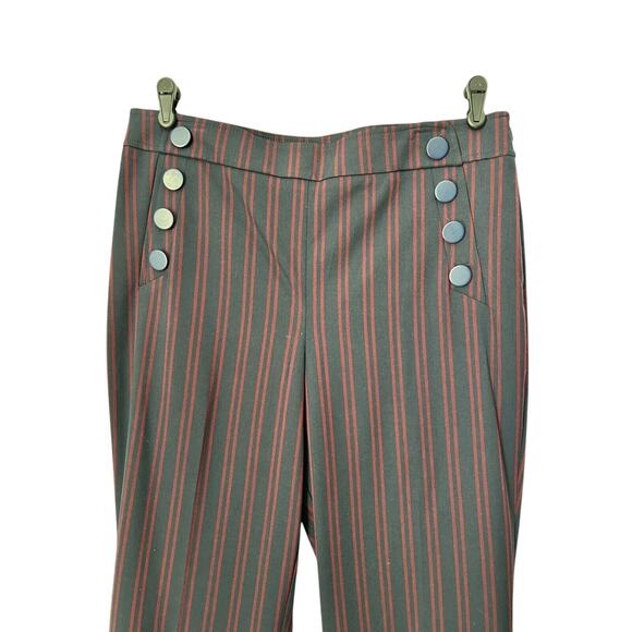 Loft Julie Trouser Size 10 Red Striped Straigh Leg Sailor High Rise Career Pants - Picture 2 of 11